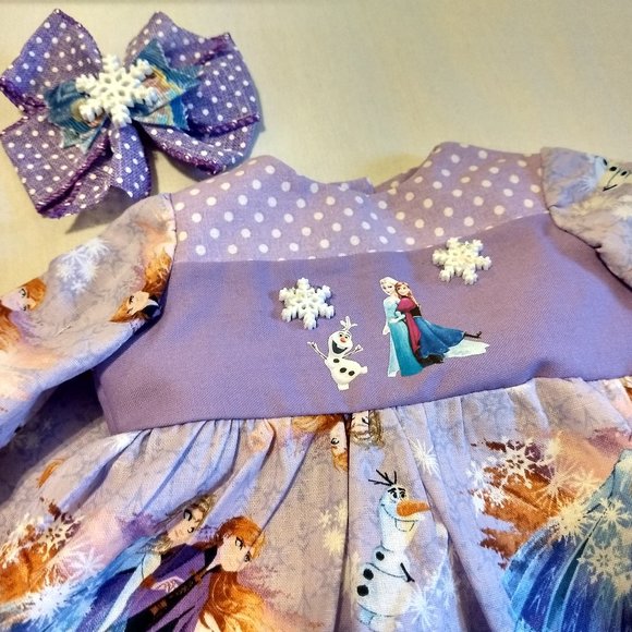 Frozen My Doll & Me Matching Twirl Dresses & Hairbows - Picture 4 of 7